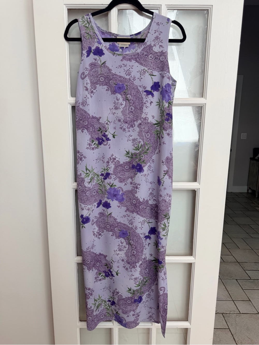 Vintage Expressions 90’s Sleeveless Lavender Floral Paisley Maxi Dress Size 12 L